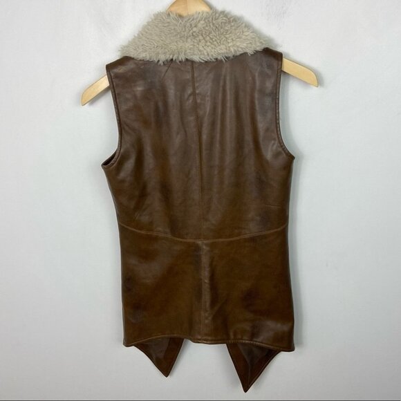 Revolve BB Dakota Faux Leather Sherpa Fleece Vest Size XS Bohemian Hippie Boho - Picture 5 of 13
